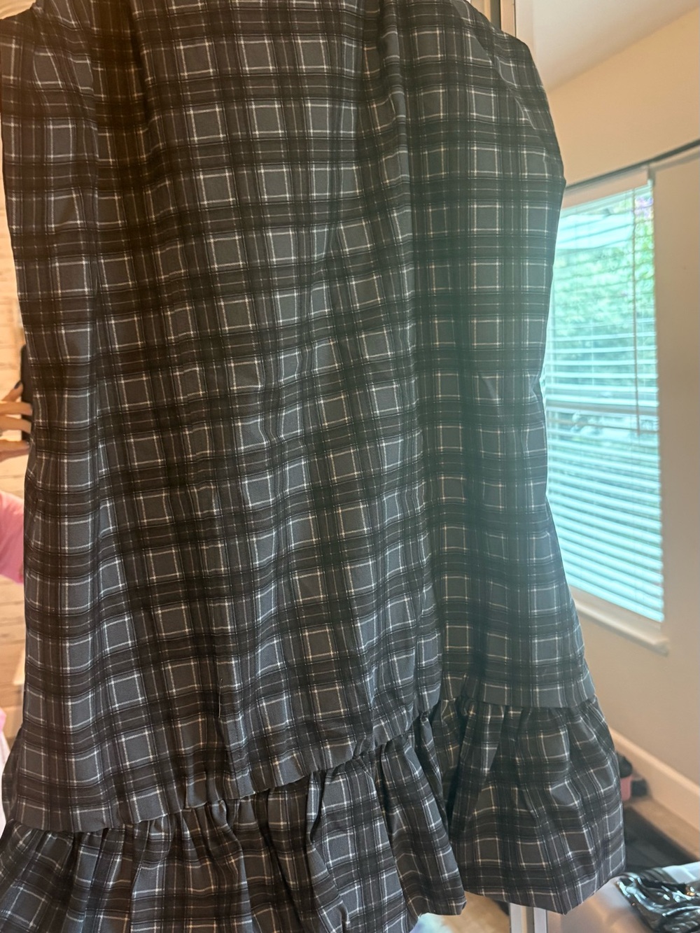 Black Plaid Ruffle Hem Dress - Classic School Style